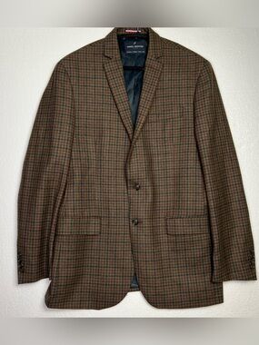 Daniel Hechter wool brown plaid blazer size 42L